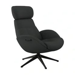 FLEXLUX Relaxsessel »Elegant, Funktionssessel, verstellbarer Rücken- und Kopfstütze« Drehbar, Skandinavisch design, Echtleder oder Stoff, Schwarzer Fuß