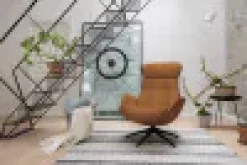 FLEXLUX Relaxsessel »Elegant, Funktionssessel, verstellbarer Rücken- und Kopfstütze« Drehbar, Skandinavisch design, Echtleder oder Stoff, Schwarzer Fuß