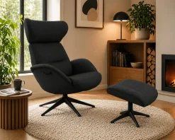 FLEXLUX Relaxsessel »Fernsehsessel More, ergonomisch, drehbar, robuster Fuß, Scandi« Premium Komfort, Rücken- & Kopfteilverstellung, drehbar, Fuß schwarz