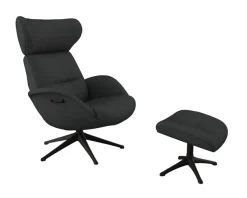 FLEXLUX Relaxsessel »Fernsehsessel More, ergonomisch, drehbar, robuster Fuß, Scandi« Premium Komfort, Rücken- & Kopfteilverstellung, drehbar, Fuß schwarz