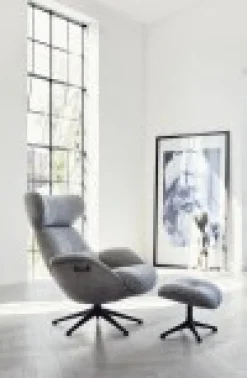 FLEXLUX Relaxsessel »Fernsehsessel More, ergonomisch, drehbar, robuster Fuß, Scandi« Premium Komfort, Rücken- & Kopfteilverstellung, drehbar, Fuß schwarz