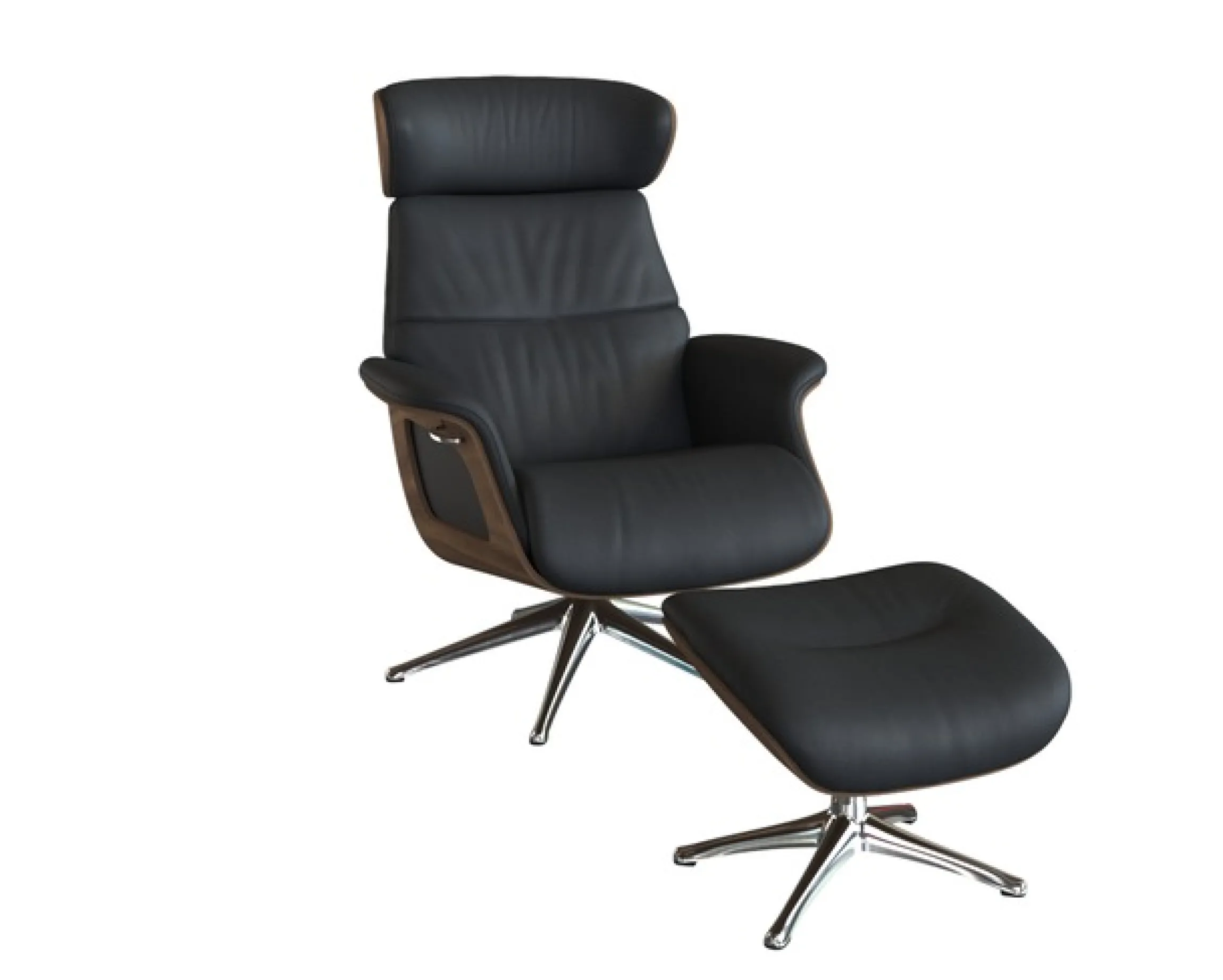 FLEXLUX Relaxsessel »Rücken u. Kopfverstellung, ergonomisch, Airchannels, klasse Komfort« Rücken- & Kopfteilverstellung, Drehbar, Armlehne Walnuss, Fuß Alu