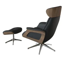 FLEXLUX Relaxsessel »Rücken u. Kopfverstellung, ergonomisch, Airchannels, klasse Komfort« Rücken- & Kopfteilverstellung, Drehbar, Armlehne Walnuss, Fuß Alu