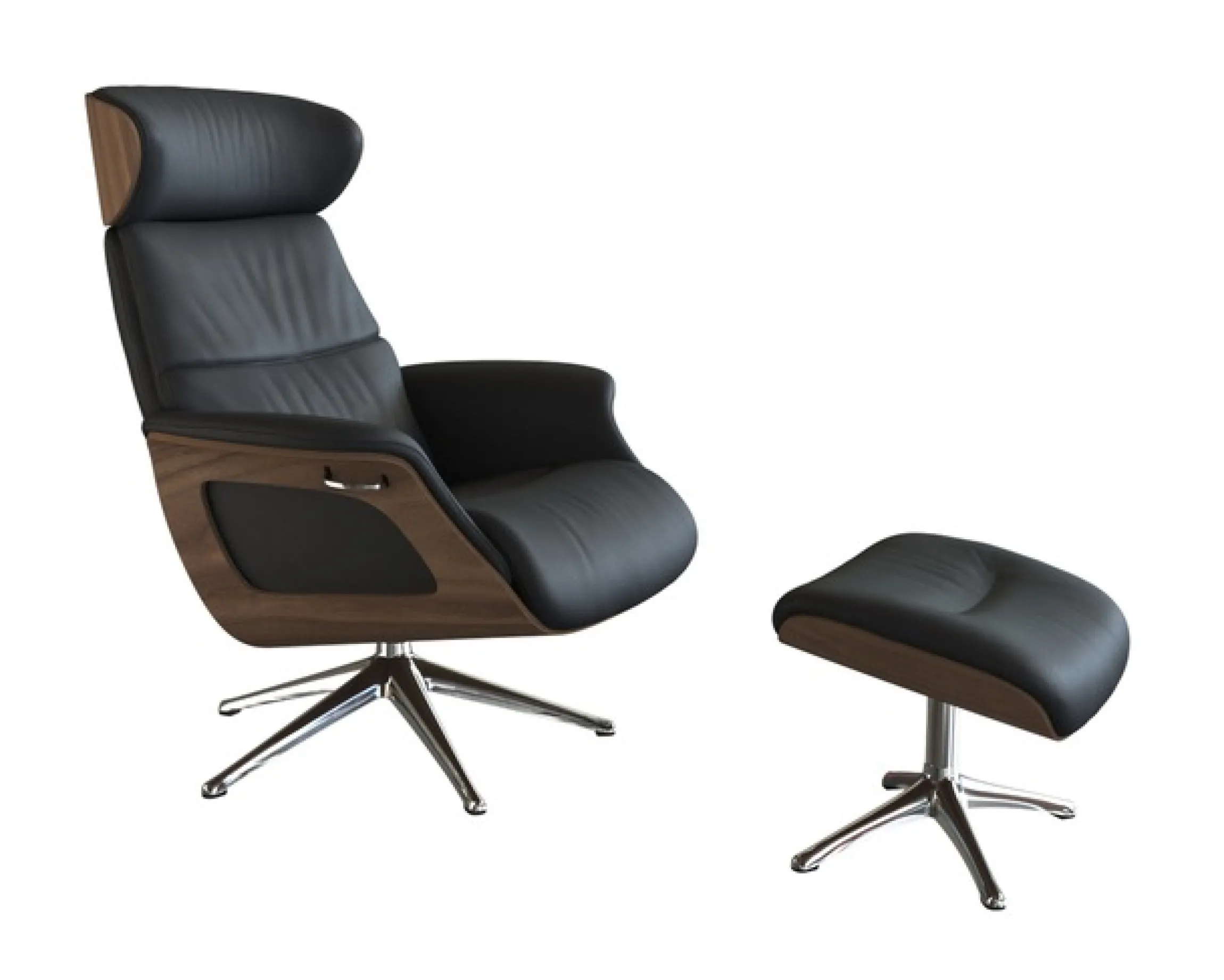 FLEXLUX Relaxsessel »Rücken u. Kopfverstellung, ergonomisch, Airchannels, klasse Komfort« Rücken- & Kopfteilverstellung, Drehbar, Armlehne Walnuss, Fuß Alu