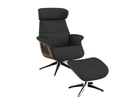 FLEXLUX Relaxsessel »Rücken u. Kopfverstellung, ergonomisch, Airchannels, klasse Komfort« Rücken- & Kopfteilverstellung, Drehbar, Armlehne Walnuss, Fuß Alu