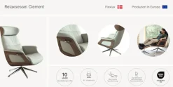 FLEXLUX Relaxsessel »Rücken u. Kopfverstellung, ergonomisch, Airchannels, klasse Komfort« Rücken- & Kopfteilverstellung, Drehbar, Armlehne Walnuss, Fuß Alu
