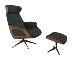 FLEXLUX Relaxsessel »Rücken u. Kopfverstellung, ergonomisch, Airchannels, klasse Komfort« Rücken- & Kopfteilverstellung, Drehbar, Armlehne Walnuss, Fuß Alu