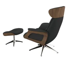 FLEXLUX Relaxsessel »Rücken u. Kopfverstellung, ergonomisch, Airchannels, klasse Komfort« Rücken- & Kopfteilverstellung, Drehbar, Armlehne Walnuss, Fuß Alu