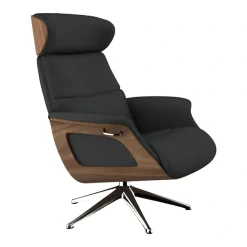 FLEXLUX Relaxsessel »Rücken u. Kopfverstellung, ergonomisch, Airchannels, klasse Komfort« Rücken- & Kopfteilverstellung, Drehbar, Armlehne Walnuss, Fuß Alu