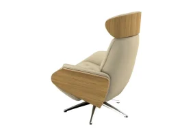 FLEXLUX Relaxsessel »Volden elektrischer Funktionsessel« Größe M, Rücken & Fußteil elektrisch, Akku, Arml. Eiche, Fuß Alu