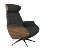 FLEXLUX Relaxsessel »Volden elektrischer Funktionsessel« Größe M, Rücken & Fußteil elektrisch, Akku, Arml. Walnuss, Fuß Alu