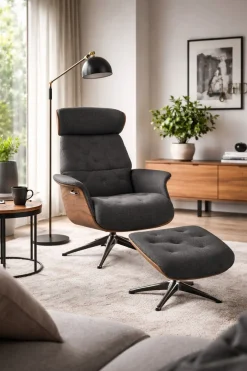 FLEXLUX Relaxsessel »Volden Fernsehsessel, verstellbarer Rücken- & Kopfstütze, drehbar« Airchannels, robuster Alu Fuß, hervorragender Komfort, Holzrahmen