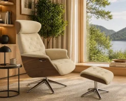FLEXLUX Relaxsessel »Volden Fernsehsessel, verstellbarer Rücken- & Kopfstütze, drehbar« Airchannels, robuster Alu Fuß, hervorragender Komfort, Holzrahmen