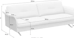 FLEXLUX 3-Sitzer »Glow Designsofa, bequem und komfortabel durch hochwertigen Sitzaufbau« Skandinavisches Design, hochwertige Verarbeitung, Armlehne walnuss