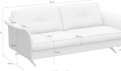FLEXLUX 2,5-Sitzer »Glow Sofa, Couch,« Premium-Sitz: Kaltschaum & Federkern, Arml. Walnuss, Fuß Alu