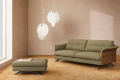 FLEXLUX 2,5-Sitzer »Glow Sofa, Couch,« Premium-Sitz: Kaltschaum & Federkern, Arml. Walnuss, Fuß schwarz