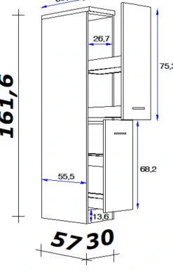Flex-Well Apothekerschrank »Antigua« (B x H x T) 30 x 162 x 60 cm, mit 4 Ablagen