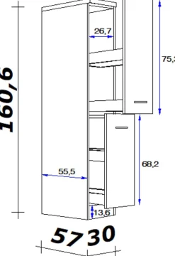 Flex-Well Apothekerschrank »Lund« (B x H x T) 30 x 161 x 57 in Highboardhöhe