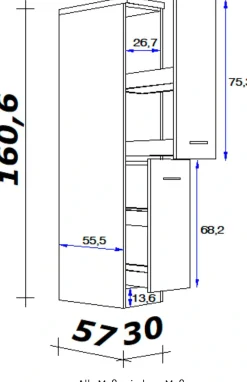 Flex-Well Apothekerschrank »Morena« (B x H x T) 30 x 161 x 60 cm, mit 4 Ablagen
