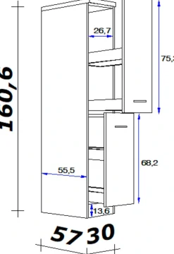 Flex-Well Apothekerschrank »Nano« (B x H x T) 30 x 161/162 x 60 cm, mit 4 Ablagen
