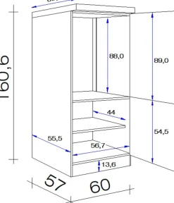 Flex-Well Backofen/Kühlumbauschrank »Lund« (B x H x T) 60 x 168 x 60 cm, mit hoher Nische für Einbaubackofen