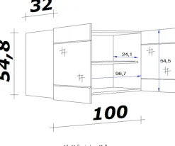 Flex-Well Glashängeschrank »Vintea« (B x H x T) 100 x 54,8 x 32 cm, mit Stollenglastüren