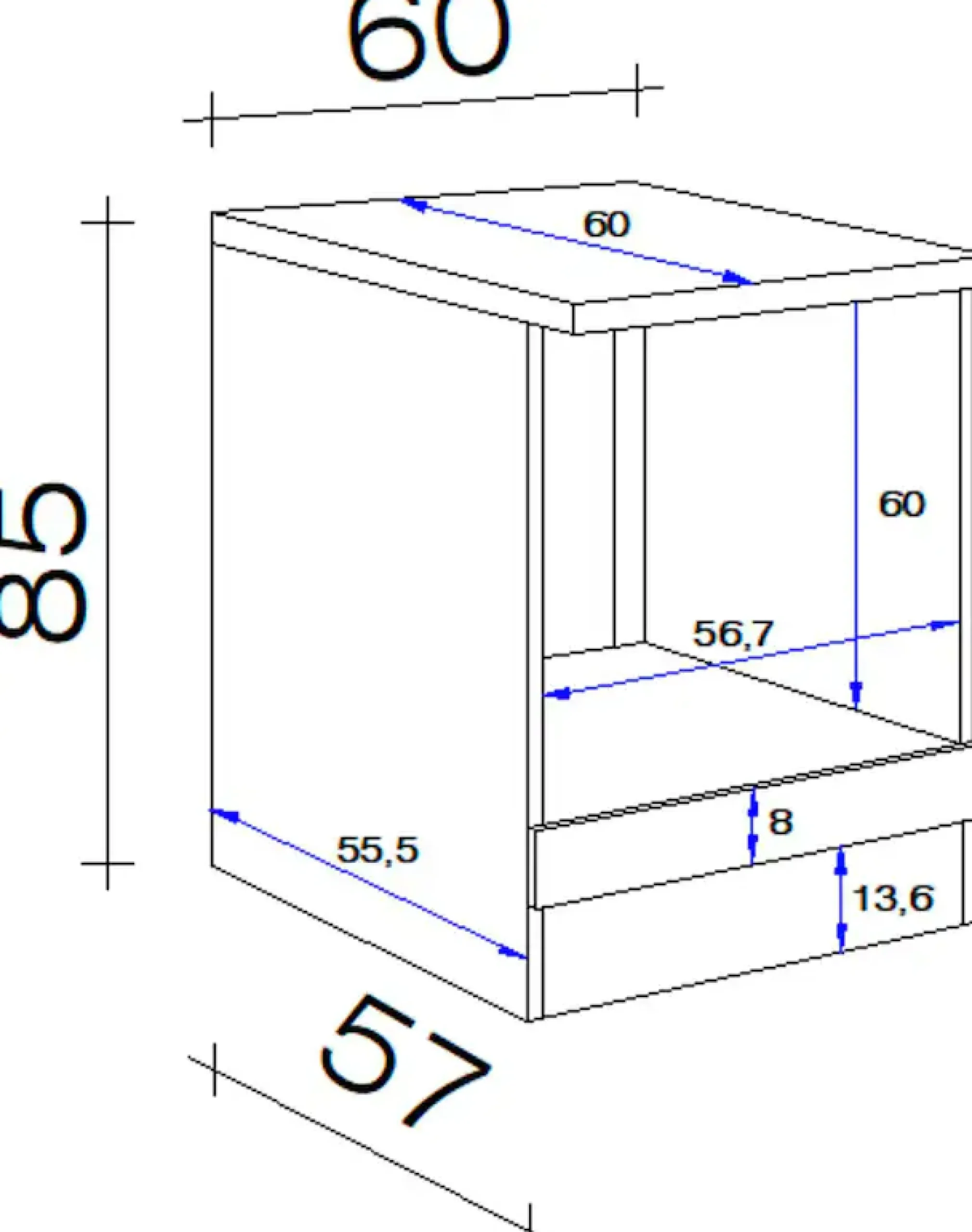Flex-Well Herdumbauschrank »Nano« (B x H x T) 60 x 85/86 x 60 cm