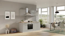 Flex-Well Küche »Lund« mit E-Geräten, Gesamtbreite 210 cm,glänzende Fronten