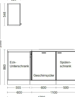 Flex-Well Küche »Lund« wahlweise mit E-Geräten, Stellbreite 280x170 cm