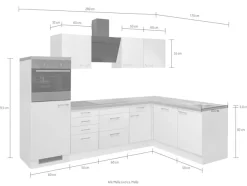Flex-Well Küchenzeile »Kopenhagen« wahlweise mit E-Geräten, Gesamtbreite 280 x 170 cm