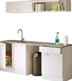 Flex-Well Küchenzeile »LUCCA, 6-teilig, Hauswirtschaftsraum, Hobbyraum, Küche, Breite 210 cm« Set, bestehend aus: 2x Unterschrank, 2x Hängeschrank, Arbeitsplatte + Spüle,Kombination aus 4 Möbelteilen inkl. Arbeitsplatte und Einbauspüle