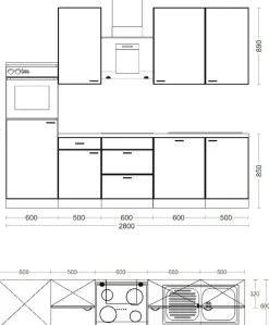 Flex-Well Küchenzeile »Lucca« wahlw. mit E-Geräten, Breite 280 cm