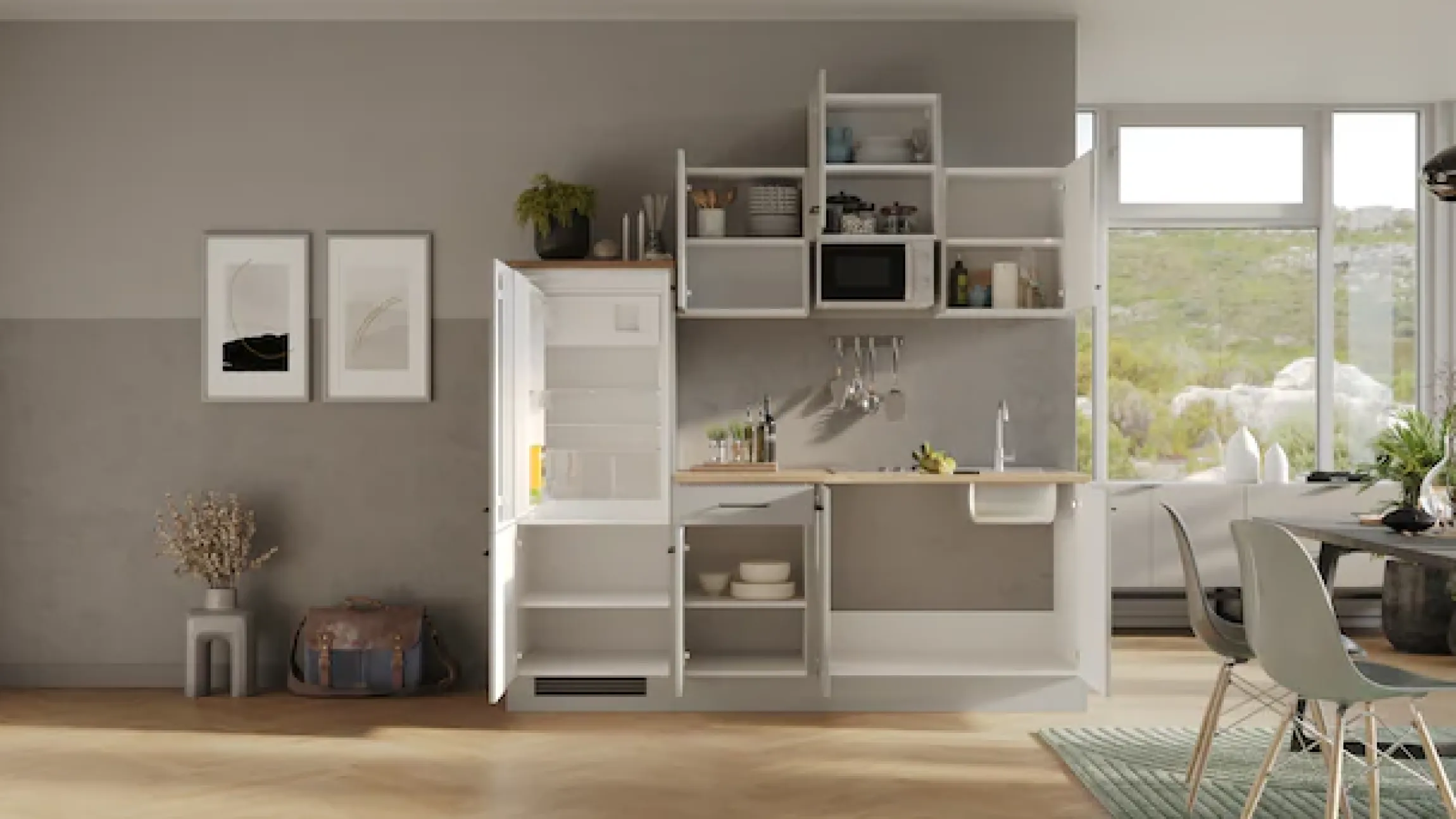 Flex-Well Küchenzeile »Lund« mit E-Geräten, Gesamtbreite 210 cm, in weiten Farben erhältlich
