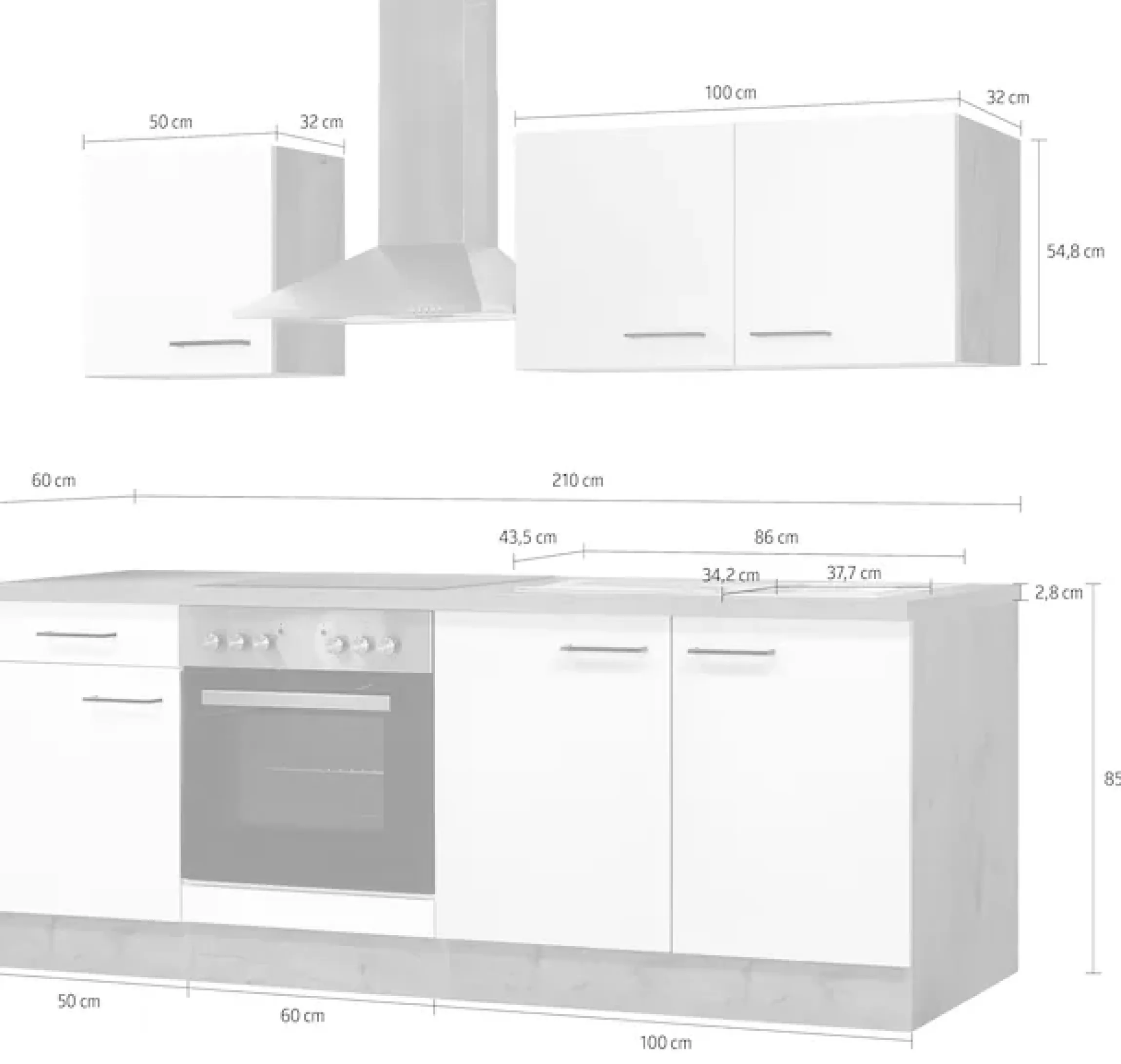 Flex-Well Küchenzeile »Vintea« wahlweise mit E-Geräten, Gesamtbreite 210 cm