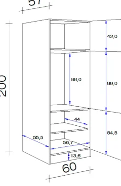 Flex-Well Kühlumbauschrank »Vintea« (B x H x T) 60 x 200 x 57 cm, mit Metallgriffen