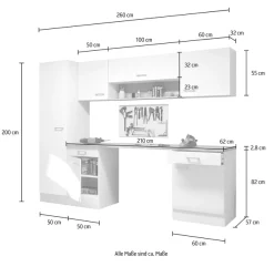Flex-Well Mehrzweckschrank-Set »LUCCA, 8-teilig, Hauswirtschaft-, Hobby/Werkraum, Küche, Breite 260 cm« Komplett-Set, bestehend aus: 2x Unter-, 3x Ober- und 1x Hochschrank, Regal+APL, 8 Stk. tlg.