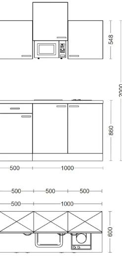 Flex-Well Pantryküche »Florenz« Gesamtbreite 150cm, mit Mikrowelle und Kochfeld, viele Farbenvarianten