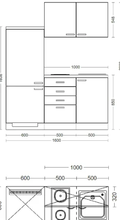 Flex-Well Pantryküche »Nano« Gesamtbreite 130 cm, mit Apothekerschrank und Mikrowelle, etc.