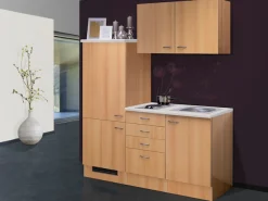 Flex-Well Pantryküche »Nano« Gesamtbreite 160 cm, mit Einbau-Kühlschrank, Kochfeld und Spüle etc.