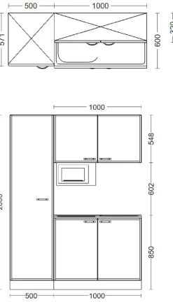 Flex-Well Pantryküche »Nano« Gesamtbreite 150 cm, mit großem Vorratsschrank und Mikrowelle etc.