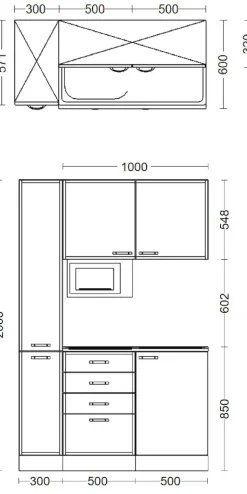 Flex-Well Pantryküche »Nepal« Gesamtbreite 130 cm, mit Apothekerschrank und Mikrowelle etc.