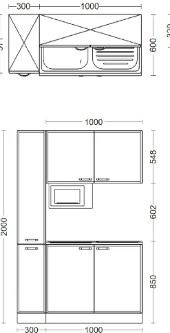Flex-Well Pantryküche »Nepal« Gesamtbreite 130 cm, mit Apothekerschrank und Mikrowelle etc.