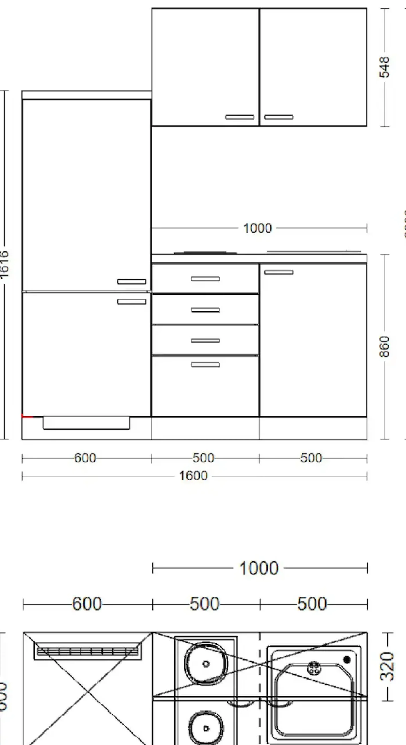 Flex-Well Pantryküche »Nepal« Gesamtbreite 160 cm, mit Schubkastenschrank und Kochfeld etc.