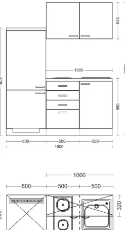 Flex-Well Pantryküche »Samoa« Gesamtbreite 160 cm, mit Schubkastenschrank und Kochfeld etc.