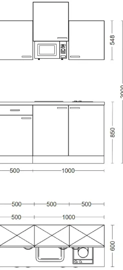 Flex-Well Pantryküche »Wito« Gesamtbreite 150cm, mit Mikrowelle und Kochfeld, viele Farbenvarianten
