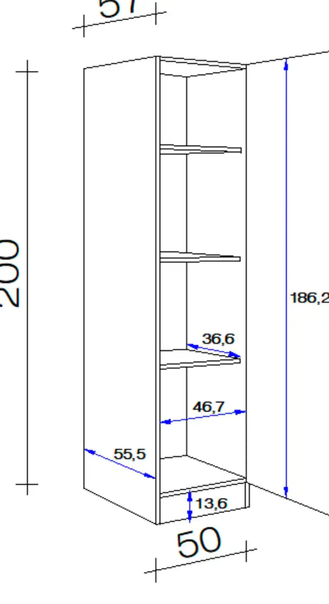 Flex-Well Seitenschrank »Kopenhagen« (B x H x T) 50 x 200 x 57 cm, für viel Stauraum
