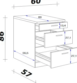 Flex-Well Unterschrank »Florenz« (B x H x T) 60 x 85/86 x 60 cm, mit praktischen Auszügen