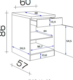 Flex-Well Unterschrank »Florenz« (B x H x T) 60 x 86 x 60 cm
