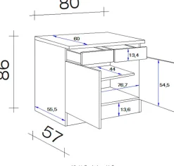 Flex-Well Unterschrank »Kopenhagen« (B x H x T) 80 x 86 x 60 cm, für viel Stauraum
