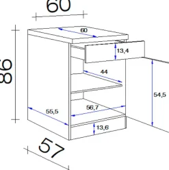 Flex-Well Unterschrank »Nepal« (B x H x T) 60 x 85/86 x 60 cm